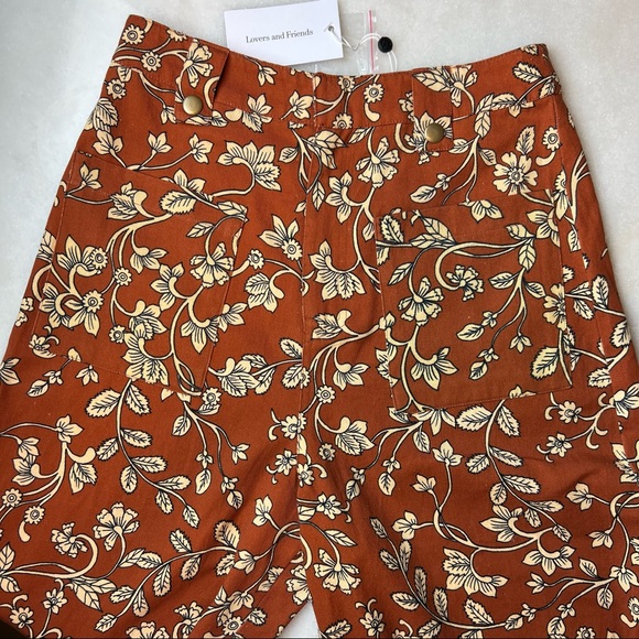 Lovers + Friends Revolve High Rise Drew Pant In Zoe Rust Floral Size XS - NWT - Picture 5 of 13